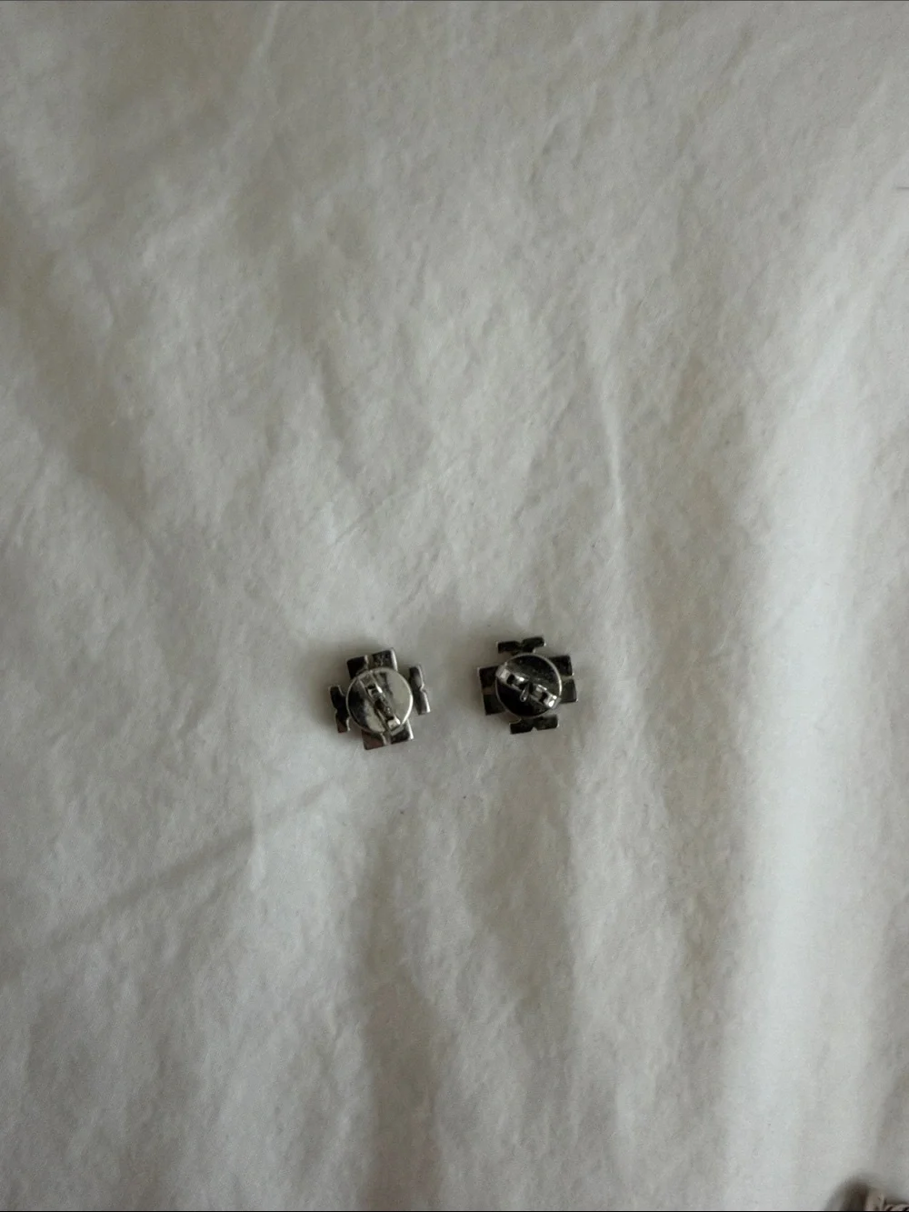 Tory Burch Silver Logo Stud Earrings